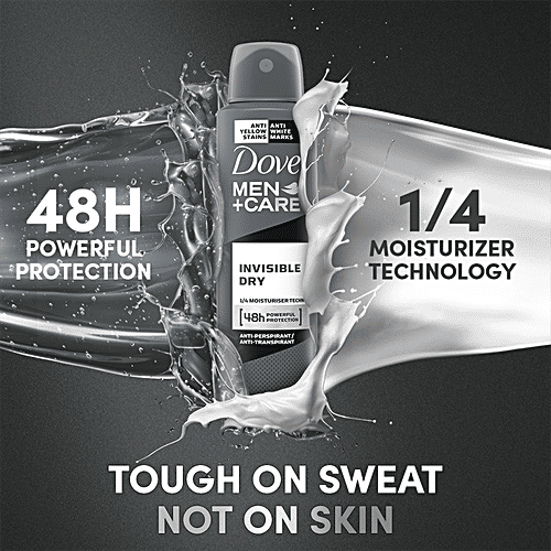 Dove Deo Men+Care Invisible Dry Spray Antiperspirant Deodorant, 150 ml  Anti-Yellow Stains, Anti-White Marks, 48 Hours Sweat & Odour Protection, Moisturising Cream, Non-Irritant on Skin, Long-Lasting Fragrance