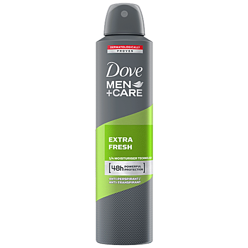 Dove Deo Men+Care Extra Fresh Dry Spray Antiperspirant Deodorant, 250 ml Dermatologically Proven, 48 Hours Sweat & Odour Protection, Moisturising Cream, Non-Irritant on Skin, Long-Lasting Fragrance