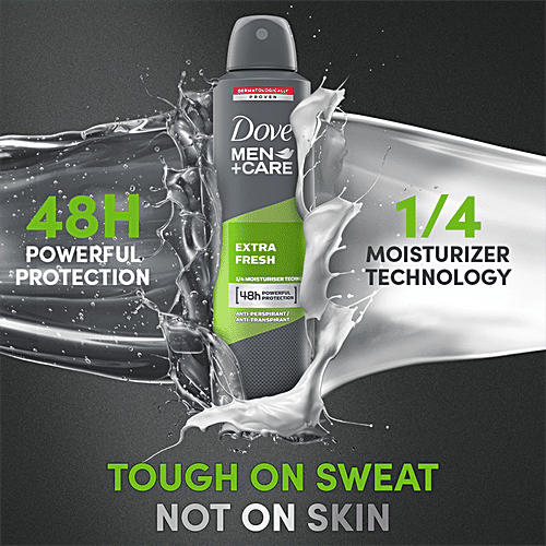 Dove Deo Men+Care Extra Fresh Dry Spray Antiperspirant Deodorant, 250 ml Dermatologically Proven, 48 Hours Sweat & Odour Protection, Moisturising Cream, Non-Irritant on Skin, Long-Lasting Fragrance
