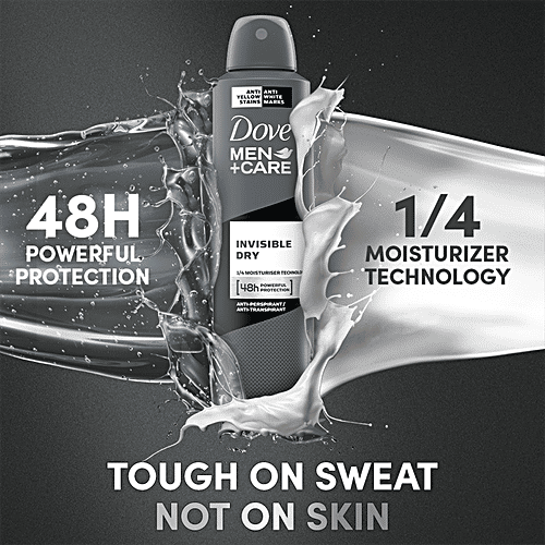 Dove Deo Men+Care Invisible Dry Spray Antiperspirant Deodorant, 250 ml Anti-Yellow Stains, Anti-White Marks, 48 Hours Sweat & Odour Protection, Moisturising Cream, Non-Irritant on Skin, Long-Lasting Fragrance