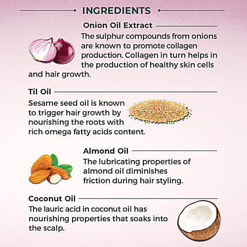 Vasmol Onion Hair Oil Helps Control Hair Fall & Strengthens Hair, 200 ml  No Parabens, Sulphates, Silicones, Artificial Dyes, Mineral Oil