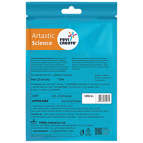 Fevicreate Artastic Science DIY Kit - Assorted Colours, Age 8+, 5 pcs All In One Educational & Fun Learning,