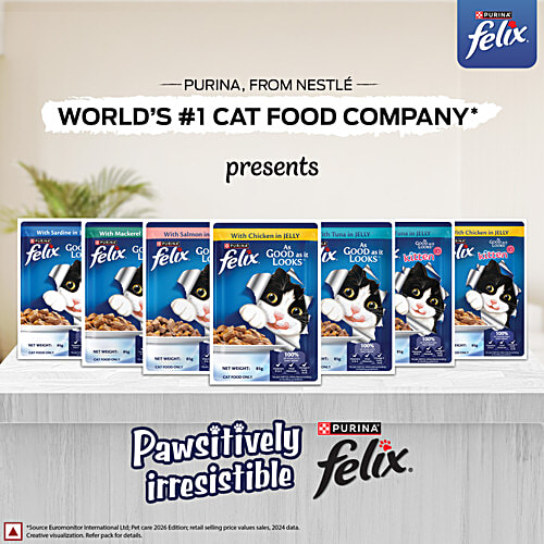 Purina Felix With Mackerel In Jelly Adult Wet Cat Food, 85 g (Pack of 12) Complete & Balanced Cat Food, Vitamins D & E, Vital Minerals, Omega 6 Fatty Acid