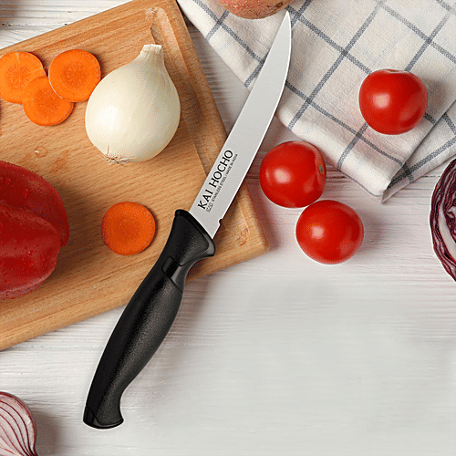 KAI Stainless Steel Slicing Kitchen Knife - Black, 1 pc  Food Grade, Long-Blade, Strong Handle, Kitchen Tool