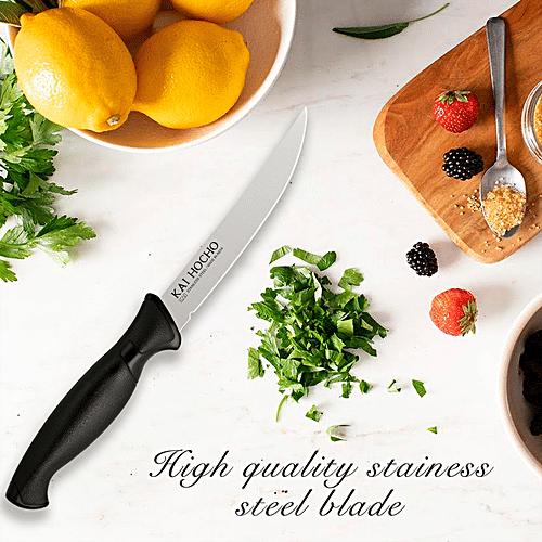 KAI Stainless Steel Slicing Kitchen Knife - Black, 1 pc  Food Grade, Long-Blade, Strong Handle, Kitchen Tool
