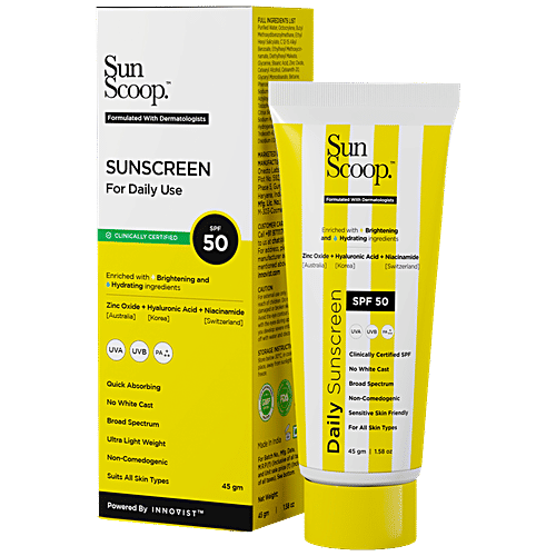 SunScoop Sunscreen - SPF 50 PA+++, UVA, UVB, 45 g No White Cast