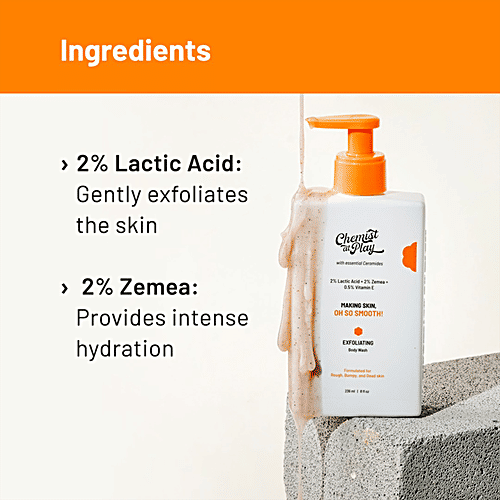 Chemist At Play  Daily Exfoliating Body Wash - With Essential Ceramides, 4% Lactic & Salicylic Acid, Vitamin E, 236 ml  
