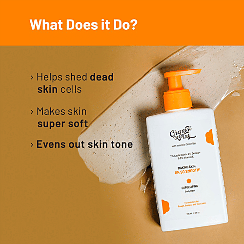 Chemist At Play  Daily Exfoliating Body Wash - With Essential Ceramides, 4% Lactic & Salicylic Acid, Vitamin E, 236 ml  