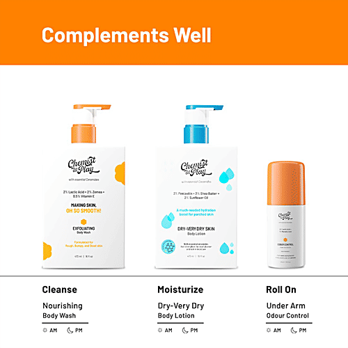 Chemist At Play  Daily Exfoliating Body Wash - With Essential Ceramides, 4% Lactic & Salicylic Acid, Vitamin E, 236 ml  