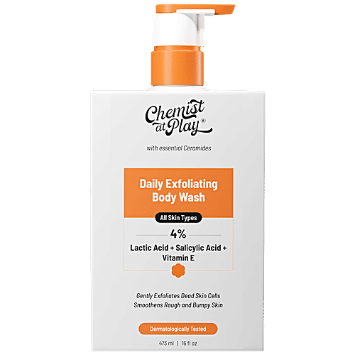 Chemist At Play  Daily Exfoliating Body Wash - With Essential Ceramides, 4% Lactic Acid & Salicylic Acid, Vitamin E, 473 ml  