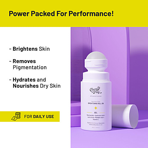 Chemist At Play  Neck, Knee & Elbow Brightening Roll On, 40 ml  With 6% Vitamin C, Hyaluronic Acid, AHAs, Niacinamide, Ceramides