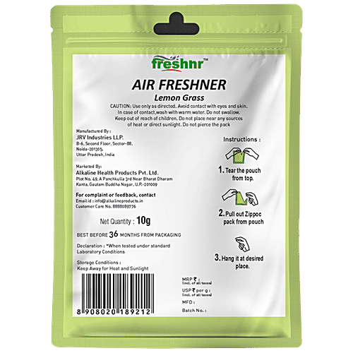 Freshnr Lemon Grass Air Freshener, 10 g Pouch Long-Lasting Bathroom Fragrances Up To 30 Days