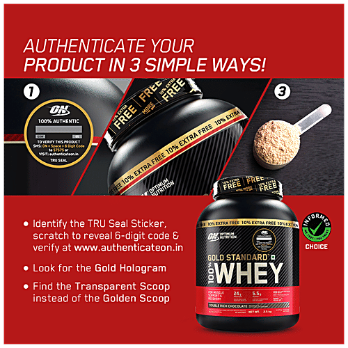 Optimum Nutrition Gold Standard Whey Protein Powder - Vanilla Ice Cream, 2.5 kg  For Muscle Support & Recovery, Gluten Free, Zero Added Sugar