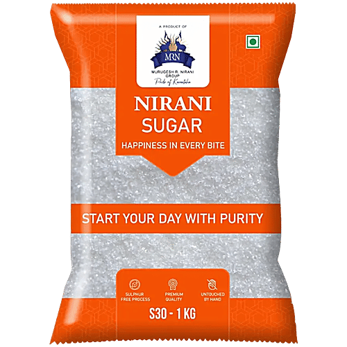 Mrn Nirani Sugars Sugar Sulphur Free - Double Refined, Premium, 1 kg  