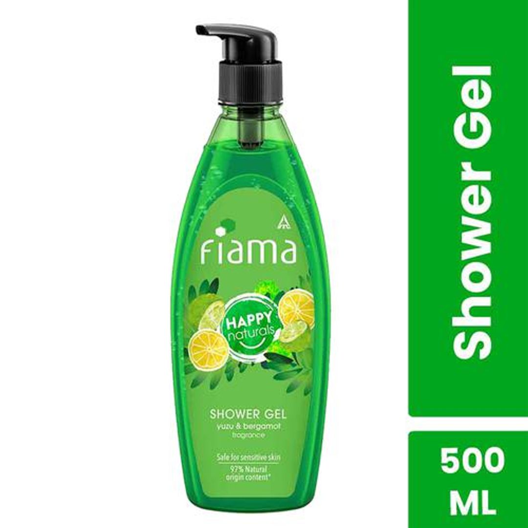Fiama Happy Naturals Shower Gel - Yuzu Bergamot With 97% Natural Origin Content, Skin Conditioners, 500 ml Bottle
