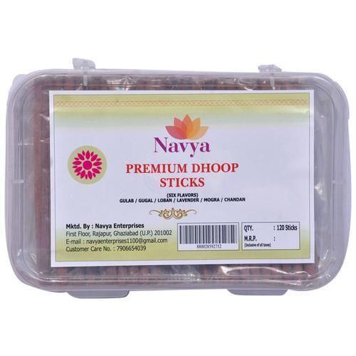 Navya Premium Dhoop Sticks - Assorted Fragrance, 120 pcs  Chandan | Rose | Mogra | Loban | Gugal | Lavender