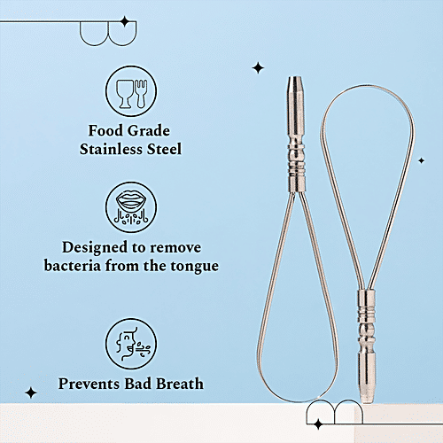 Perfora Tongue Cleaner - Silver, 1 pc  100% Stainless Steel, Eliminates Bad Breath, Rust Proof