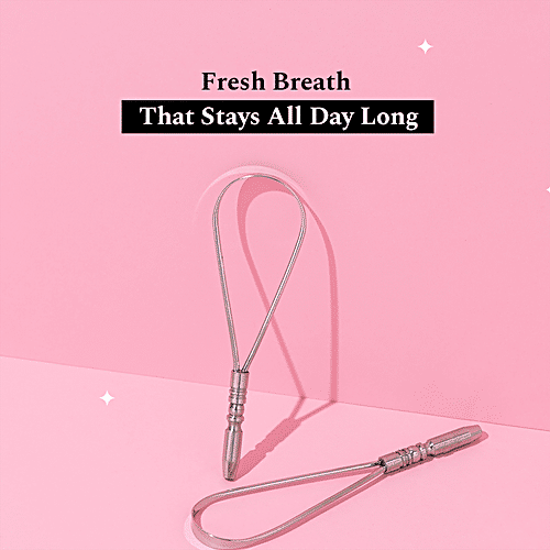 Perfora Tongue Cleaner - Silver, 1 pc  100% Stainless Steel, Eliminates Bad Breath, Rust Proof