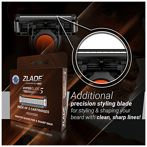 Zlade HyperGlide5 Men's Razor Cartridges - Smooth Shave For Sharp Man, 1 pc (Pack of 2)