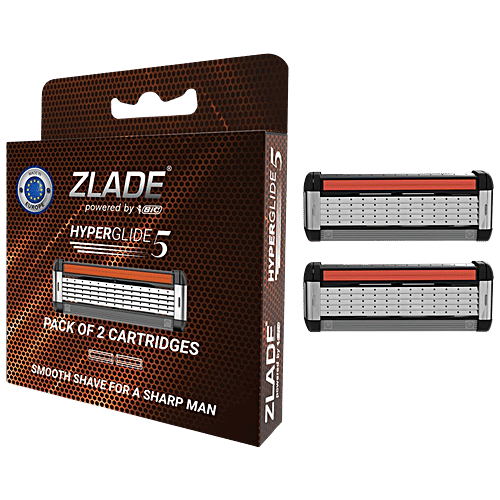 Zlade HyperGlide5 Men's Razor Cartridges - Smooth Shave For Sharp Man, 1 pc (Pack of 2)