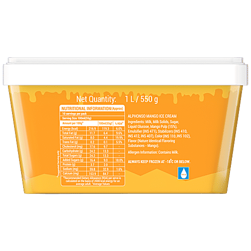 Milky Mist Mango Frosty Fusion Ice Cream, 1 L Tub 