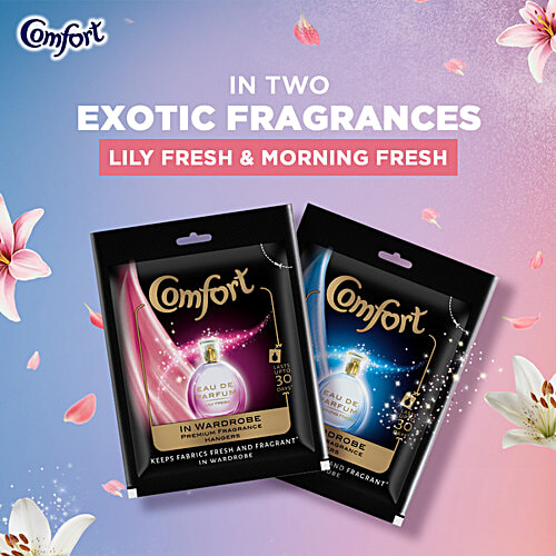 Comfort In-Wardrobe Premium Fragrance Hangers - Morning Fresh & Lily Fresh, 8 g (Pack of 4) 