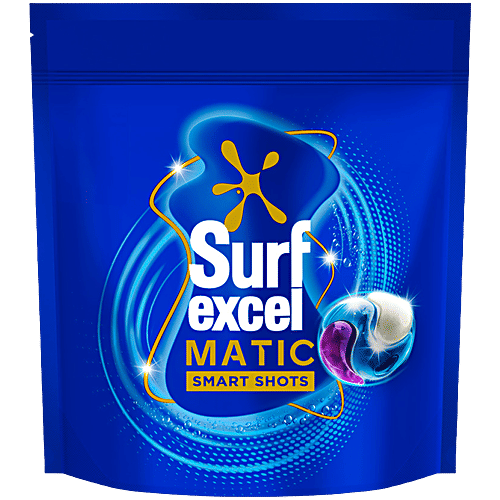 Surf Excel 3 In 1 Smart Shots For Front Load & Top Load Washing Machines, 588 g (28x21 g each) Pack of 28 Shots, For Top Load & Front Load Washing Machines, Long Lasting Fragrance
