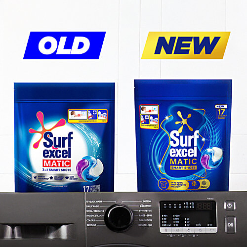 Surf Excel 3 In 1 Smart Shots For Front Load & Top Load Washing Machines, 588 g (28x21 g each) Pack of 28 Shots, For Top Load & Front Load Washing Machines, Long Lasting Fragrance