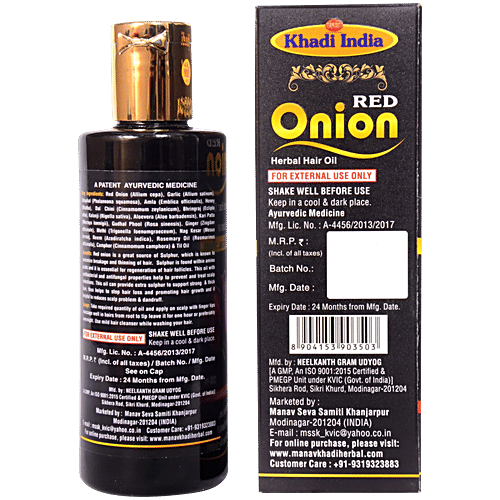 Shri Manav Herbal Red Onion Herbal Hair Oil - Paraben Free, 200 ml  Treats Hair Loss, Controls Dandruff, Promotes Hair Growth