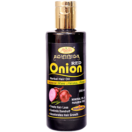 Shri Manav Herbal Red Onion Herbal Hair Oil - Paraben Free, 200 ml  Treats Hair Loss, Controls Dandruff, Promotes Hair Growth