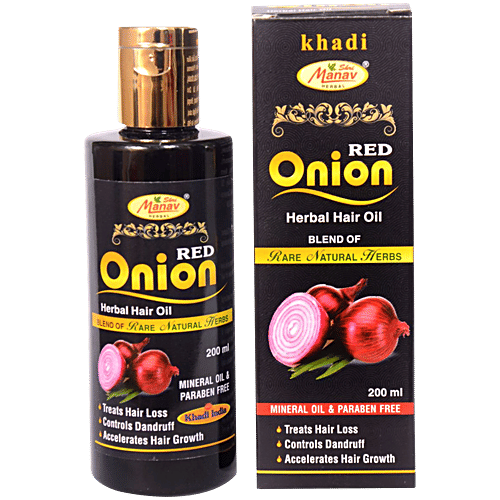 Shri Manav Herbal Red Onion Herbal Hair Oil - Paraben Free, 200 ml  Treats Hair Loss, Controls Dandruff, Promotes Hair Growth
