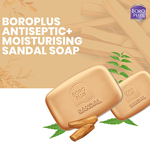 Boroplus Antiseptic + Moisturising Sandal Soap - With Neem, 125 g (Pack of 4) Paraben Free, Kills 99.99% Germs & Virus