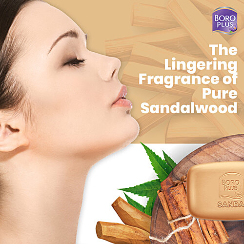 Boroplus Antiseptic + Moisturising Sandal Soap - With Neem, 125 g (Pack of 4) Paraben Free, Kills 99.99% Germs & Virus