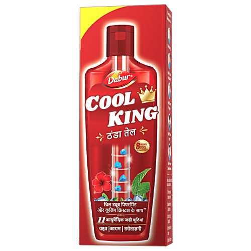 Dabur Cool King Thanda Tel - With 11 Ayurvedic Herbs, Relieves Headache, Fatigue, Stress & Sleeplessness, 87 ml