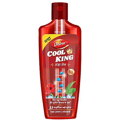 Dabur Cool King Thanda Tel - With 11 Ayurvedic Herbs, Relieves Headache, Fatigue, Stress & Sleeplessness, 87 ml