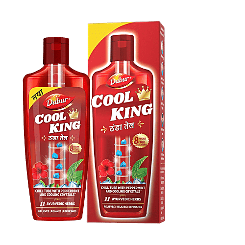 Dabur Cool King Thanda Tel - With 11 Ayurvedic Herbs, Relieves Headache, Fatigue, Stress & Sleeplessness, 87 ml