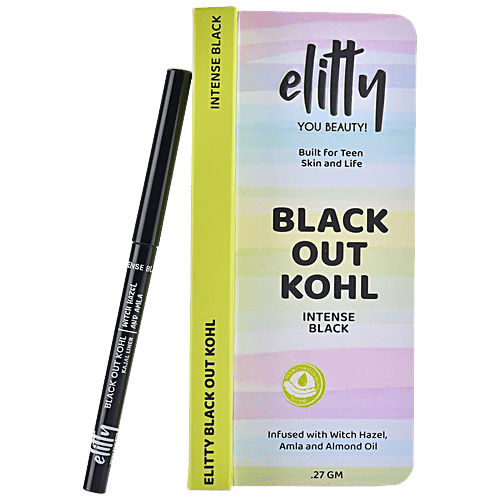 Elitty Black Out Kohl Kajal Liner With Witch Hazel & Amla & Almond Oil, 0.27 g Intense Black 