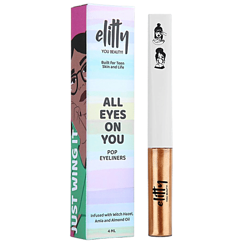 Elitty All Eyes On You Pop Liquid Metallic Eyeliner With Witch Hazel, Amla & Almond Oil, 4 ml Eternal Eclipse