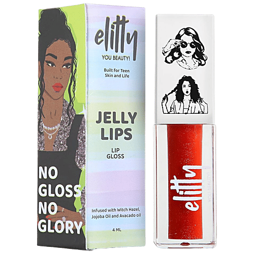 Elitty Jelly Lips Lip Gloss With Witch Hazel, Jojoba & Avocado Oil, 4 ml Pretty Extra 