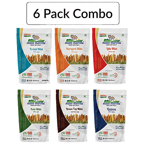Millet Marvels 6 Pack Whole Grain,Unpolished,Vacuum Packed Multi Millet Kit, 3 kg  