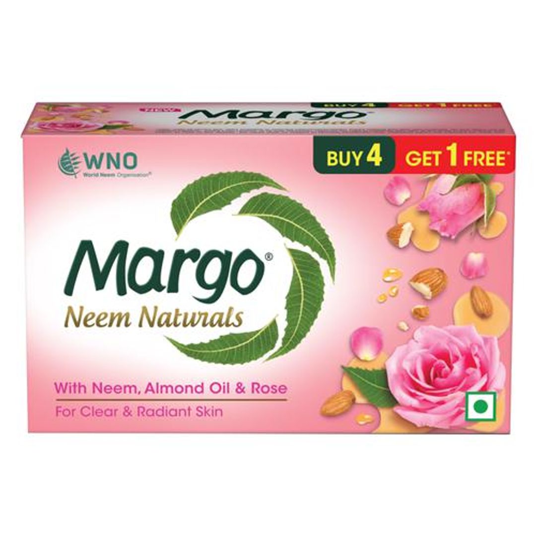 Margo Neem Naturals Almond Oil & Rose, 100 g (Buy 4 Get 1 Free