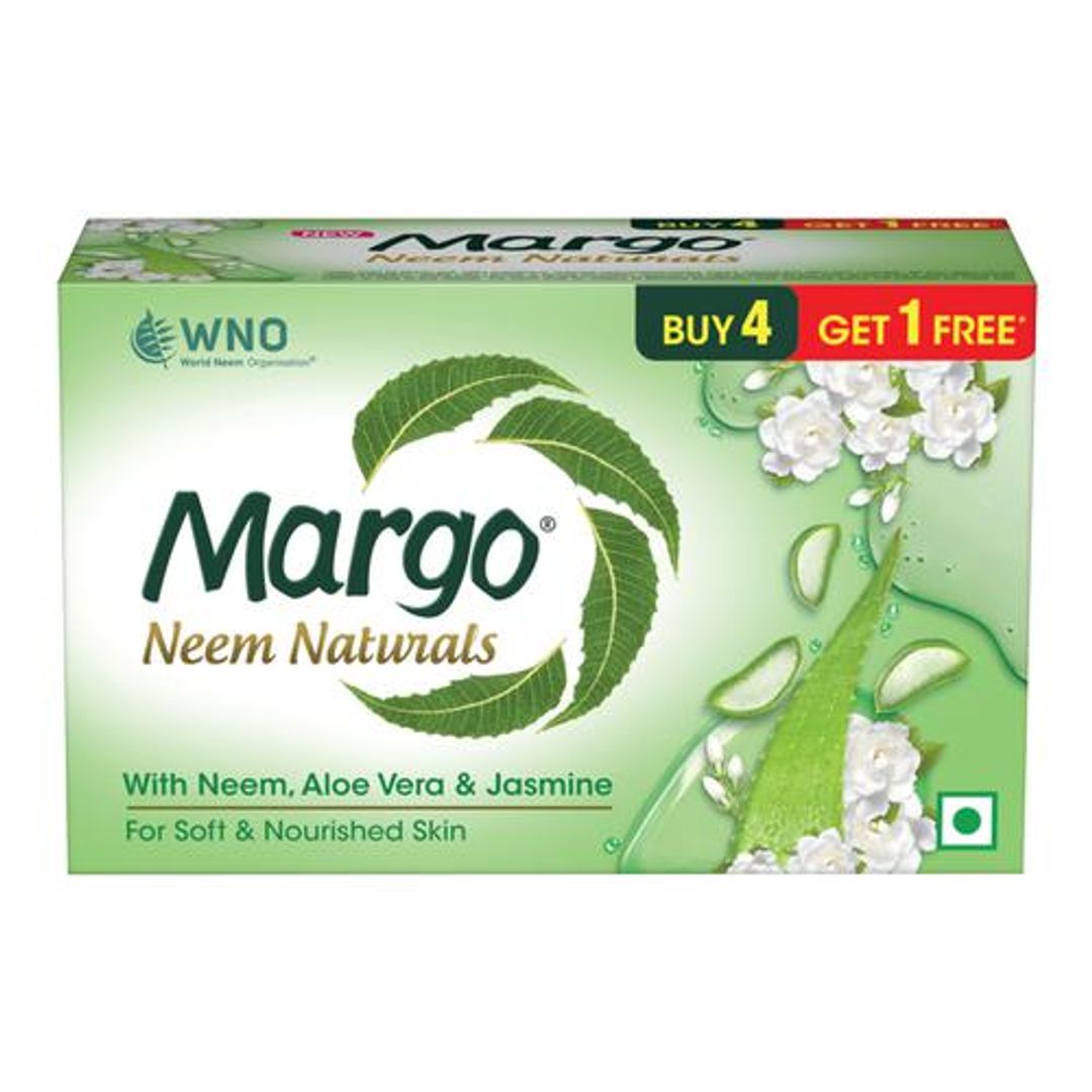 Margo Neem Naturals Aloe Vera & Jasmine, 100 g (Buy 4 Get 1 Free)