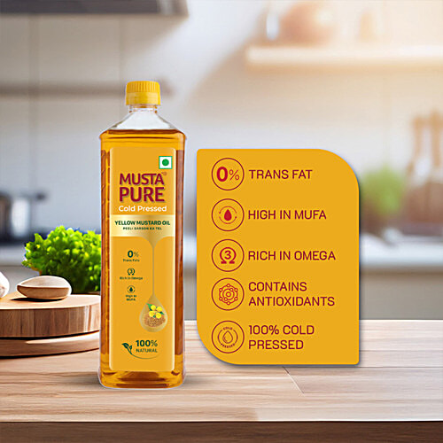 Musta Pure Cold Pressed Yellow  Mustard Oil Pet Bottle, 500 ml  Yellow Mustard Oil, Peeli Sarson Ka Tel