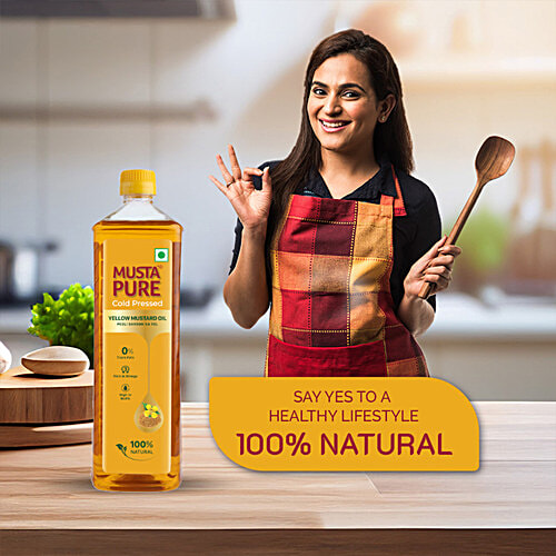 Musta Pure Cold Pressed Yellow  Mustard Oil Pet Bottle, 500 ml  Yellow Mustard Oil, Peeli Sarson Ka Tel