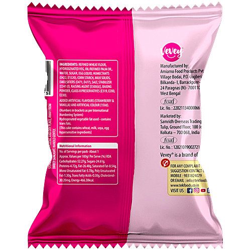 VEVEY Strawberry Cream-Filled Pocket Cake, 17 g