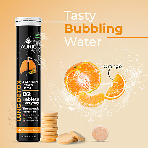 Auric Lung Detox Supplement With Natural Blend Of NAC, Pushkarmool, Piper Longum & Liquorice Herbs Extract, 20 pcs  Lungs Cleaner, Detoxification & Immune Defence