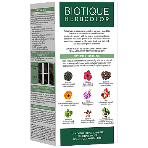 BIOTIQUE Herbcolor Conditioning Hair Color - No Ammonia, 5 pcs 3N Darkest Brown 100% Grey Coverage, 9 Organic Herbal Extracts, Lasts upto 26 Shampoos