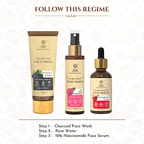 Khadi Essentials Charcoal Face Wash - With Aloe Vera & Green Tea, For Oil Control & Detox, 100 ml  