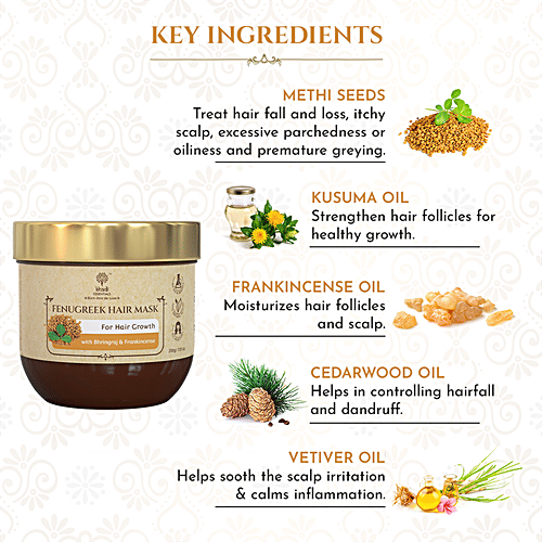 Khadi Essentials Fenugreek Hair Mask - With Bhringraj & Frankincense, For Hair Growth, 200 g  