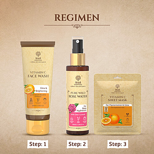 Khadi Essentials 10% Vitamin C Sheet Mask - With 1% Hyaluronic Acid, For Pigmentation & Glow, 25 ml  